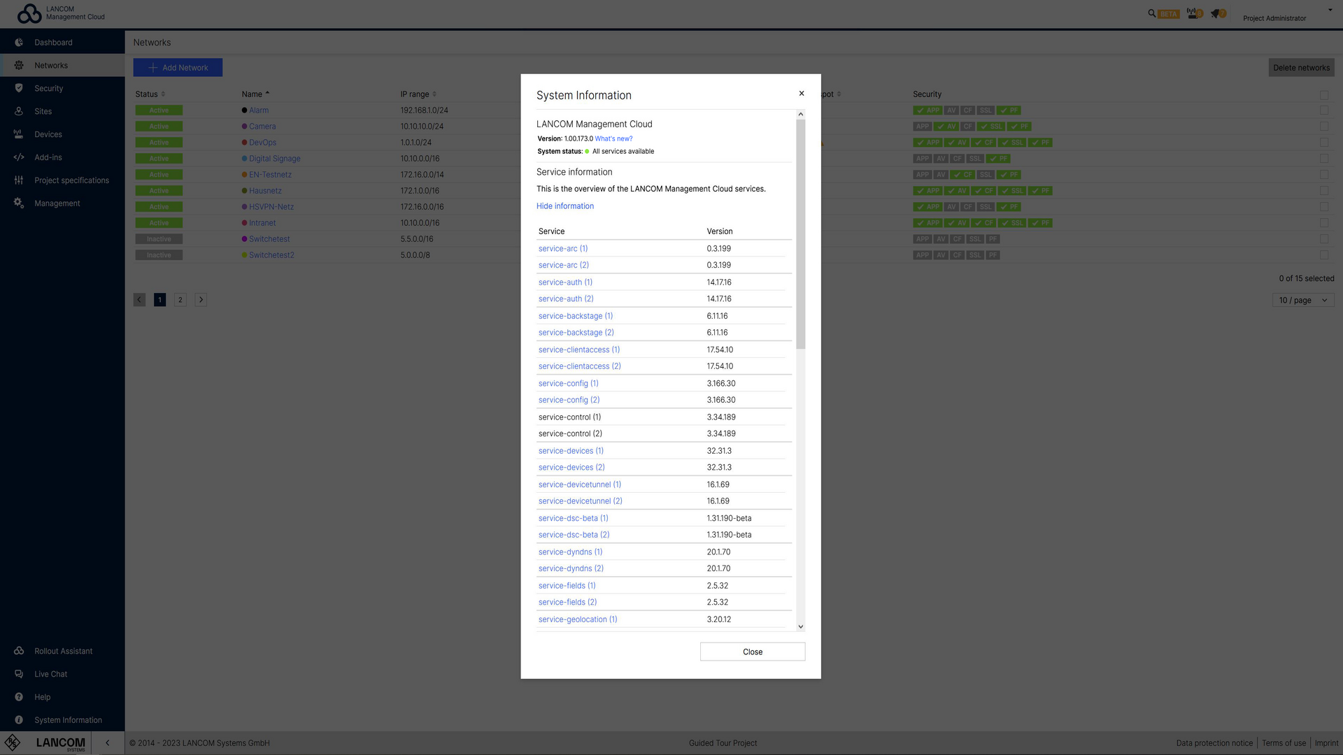 Screenshot: Systeminformationen in der LMC