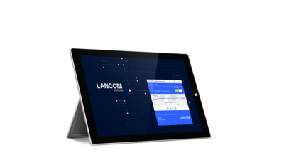 Tablette avec fond d'écran LANCOM et LANCOM Trusted Access Client