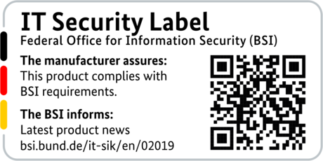 Label de sécurité informatique de la BSI avec code QR pour le LANCOM 1800EF-5G