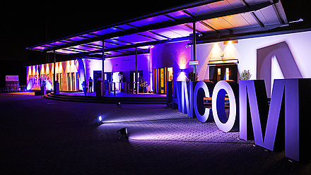 Photo du logo LANCOM lors de la célébration du 20ème anniversaire à Aix-la-Chapelle (Allemagne).