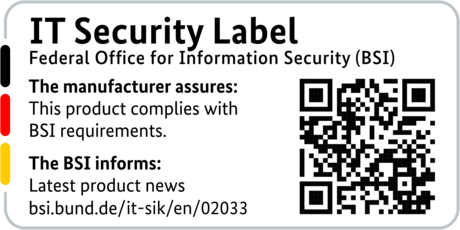 Label de sécurité informatique de la BSI avec code QR pour le LANCOM 1650E