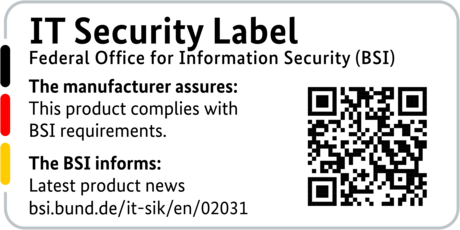 Label de sécurité informatique de la BSI avec code QR pour le LANCOM 1800VA-4G