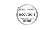 Certificat Ecovadis avec mention argent et évaluation de durabilité de septembre 2025