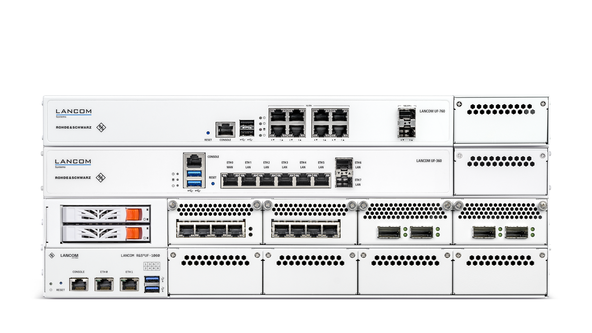 Collage des produits LANCOM R&S®Unified Firewalls modèles rack