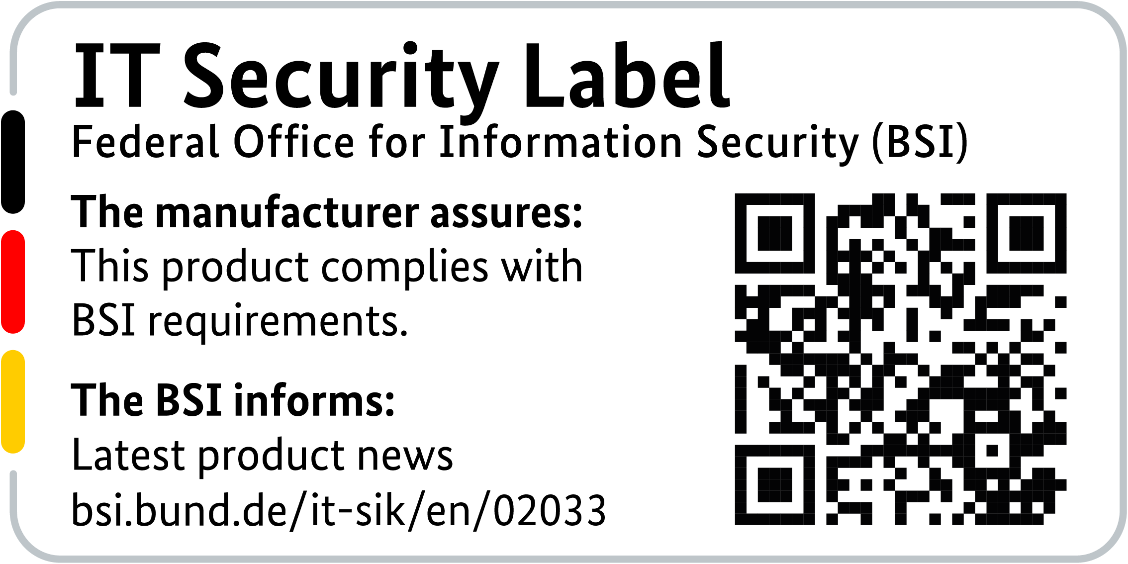 Label de sécurité informatique de la BSI avec code QR pour le LANCOM 1650E