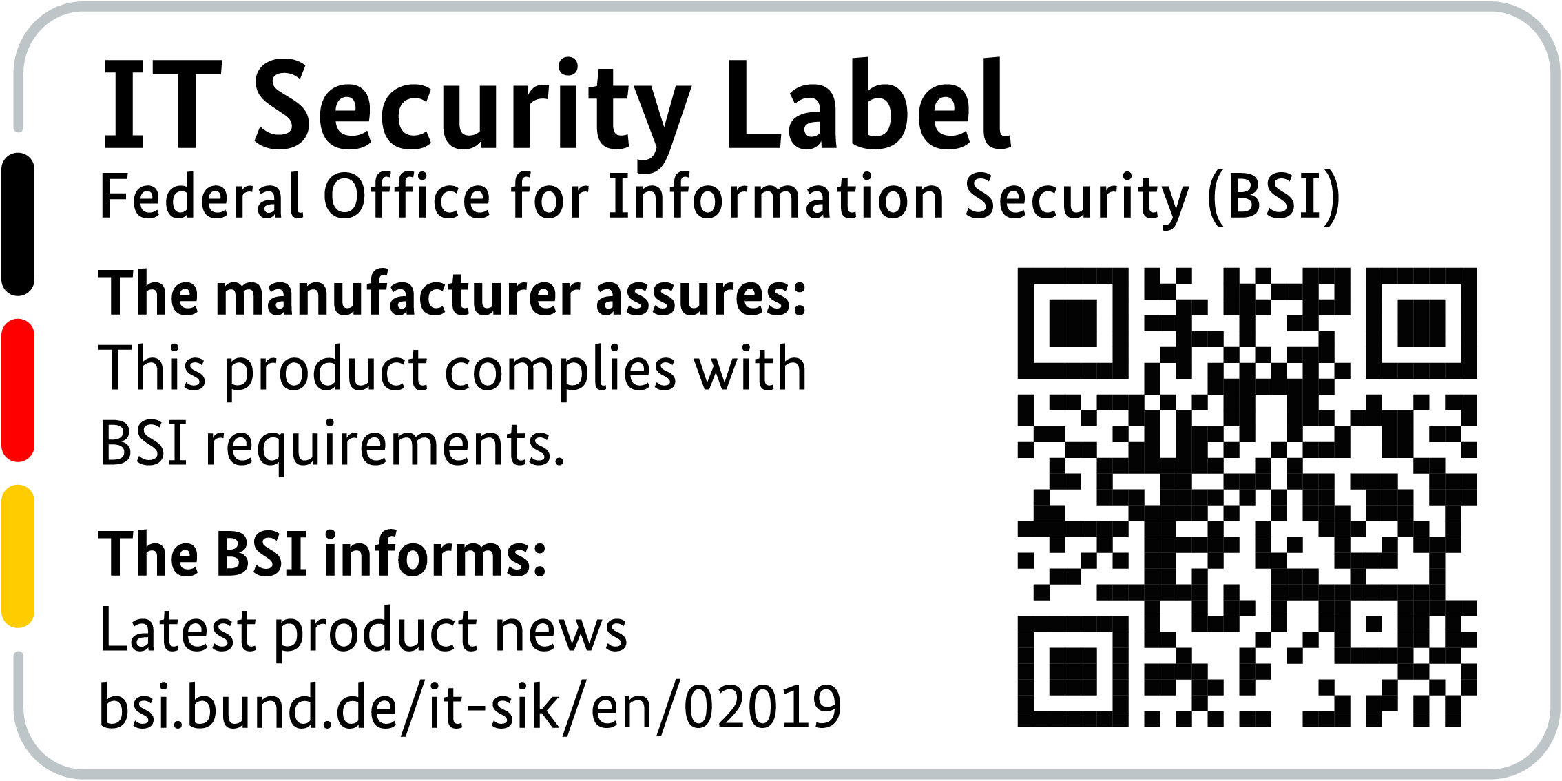 Label de sécurité informatique de la BSI avec code QR pour le LANCOM 1800EF-5G