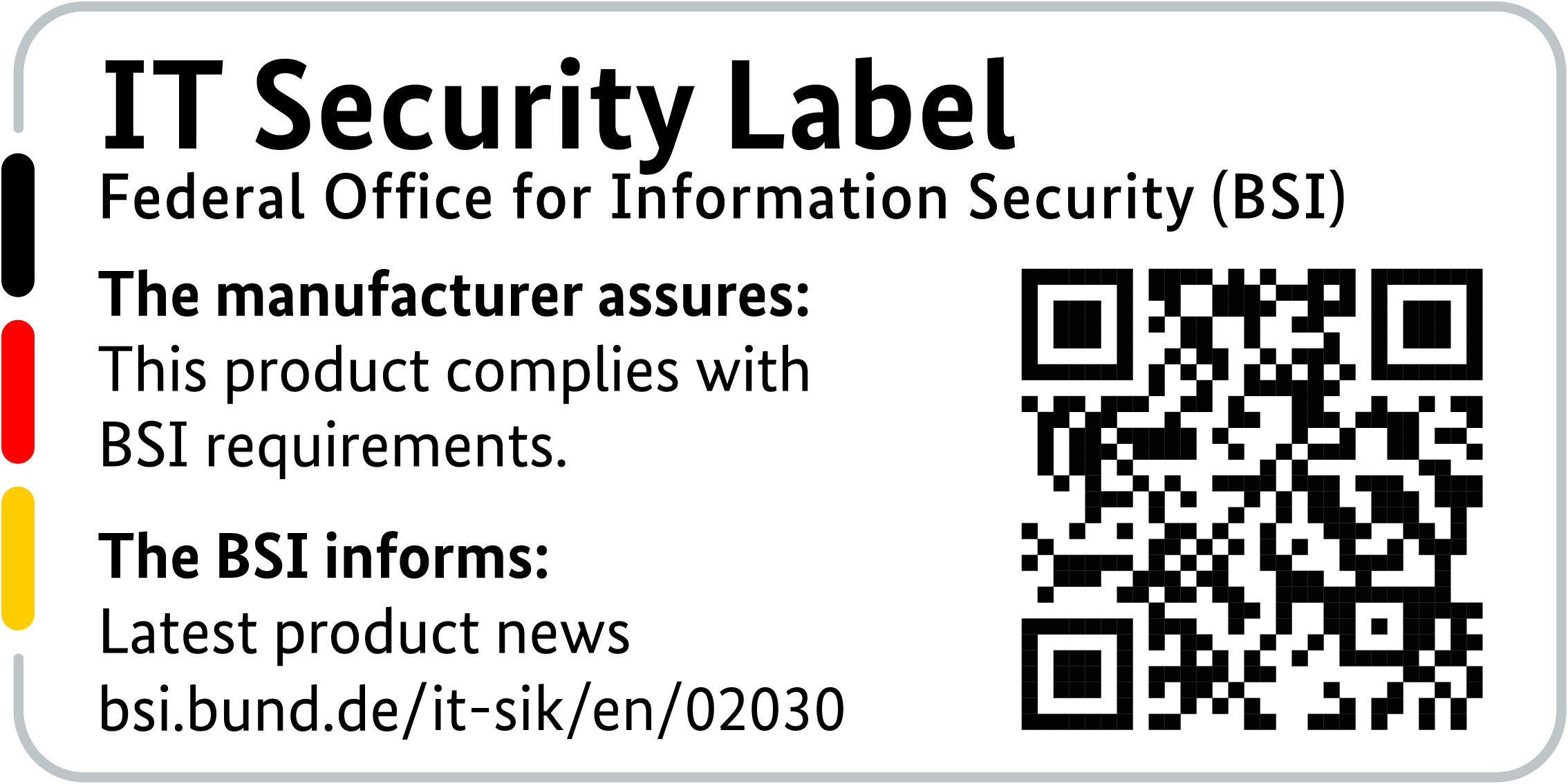 Label de sécurité informatique de la BSI avec code QR pour le LANCOM 1800VA