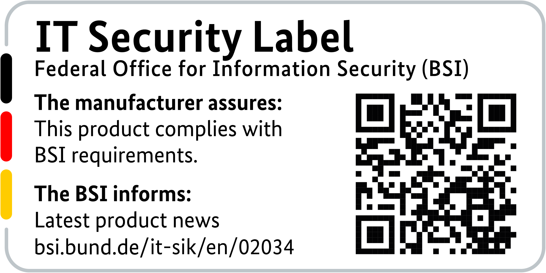 Label de sécurité informatique de la BSI avec code QR pour le LANCOM 1800VAW-4G