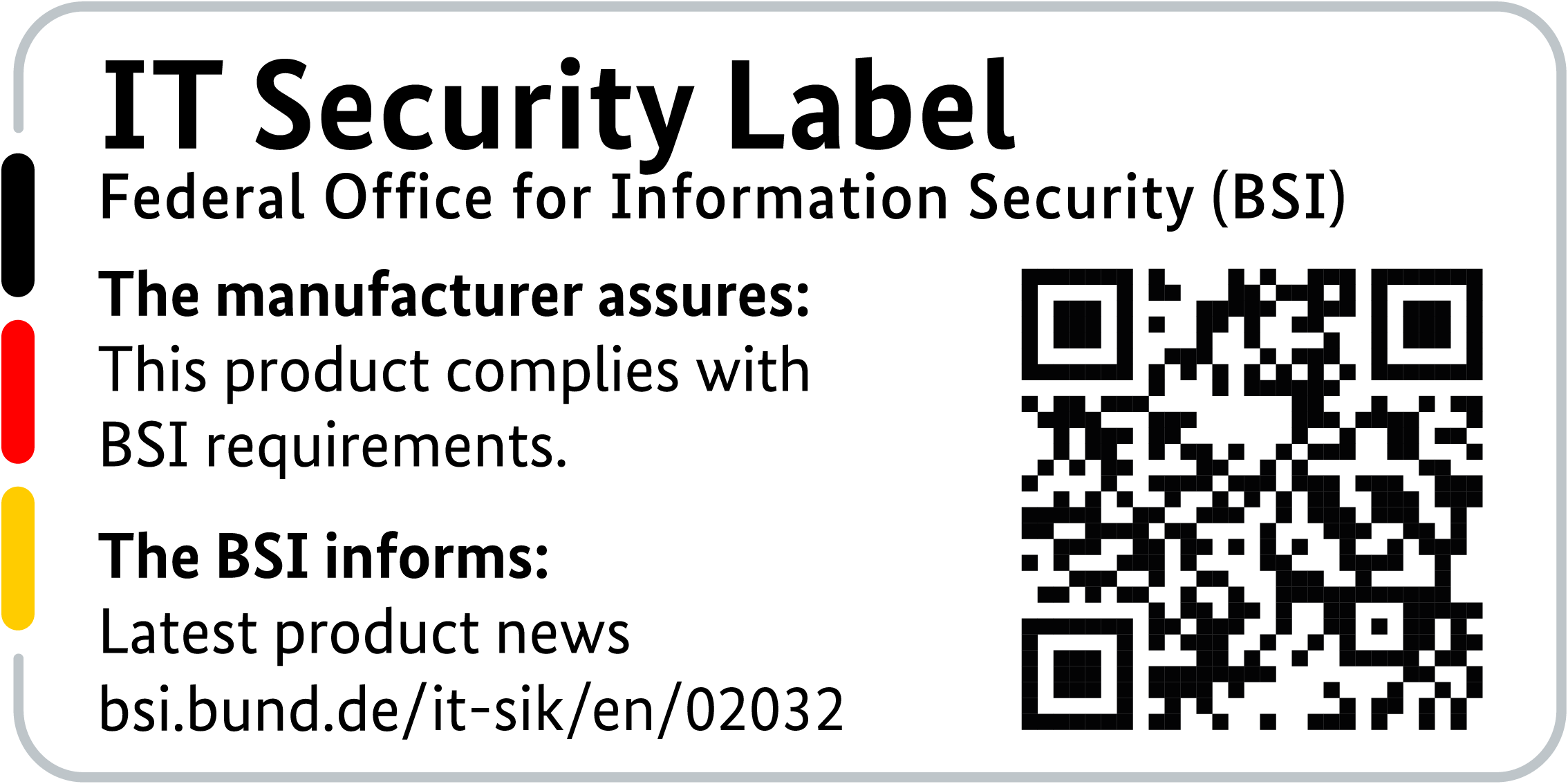 Label de sécurité informatique de la BSI avec code QR pour le LANCOM 750-5G