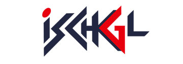 Logo de la commune d'Ischgl : "Ischgl" en lettres grises et rouges dentelées et rapprochées